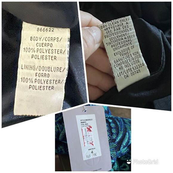 JS Collections Womens Green Embroidered V-Neck Sheath Dress Sz-4 - Picture 12 of 15